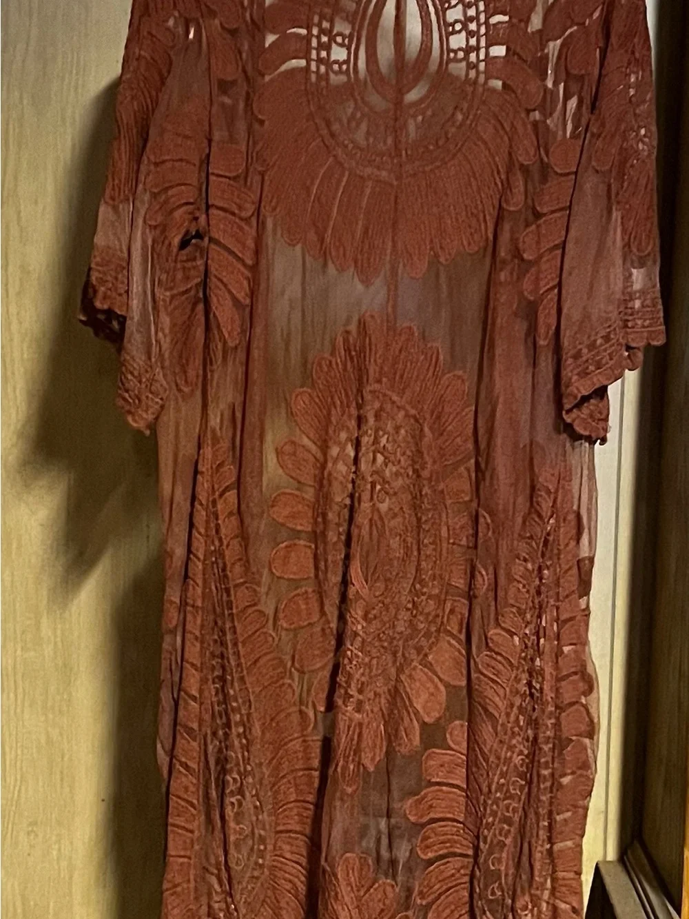 Rebellion Sheer Open Front Wrap in Rust Size Small